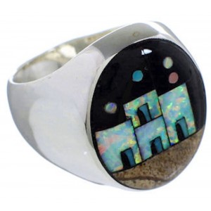 Southwest Native American Pueblo Multicolor Ring Size 11-1/4 TX42297