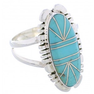 Sterling Silver Turquoise Inlay Southwestern Ring Size 5-1/4 TX28477