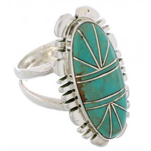 Southwest Jewelry Sterling Silver Turquoise Ring Size 5-1/2 TX28522
