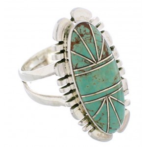 Sterling Silver Turquoise Inlay Jewelry Ring Size 5-1/4 TX28536