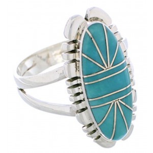 Sterling Silver Turquoise Inlay Southwest Ring Size 8-3/4 TX28553