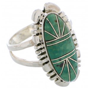 Sterling Silver Jewelry Turquoise Southwestern Ring Size 7-3/4 TX28565