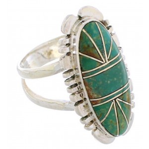 Southwestern Sterling Silver Turquoise Inlay Ring Size 5-3/4 TX28581