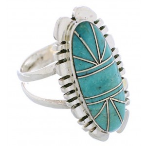 Southwestern Sterling Silver Turquoise Jewelry Ring Size 8-1/4 TX28628