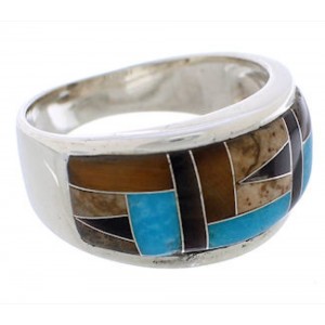 Sterling Silver Multicolor Southwest Ring Size 6-3/4 EX50841
