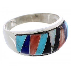 Southwest Multicolor And Silver Ring Size 8-1/2 EX50859