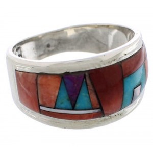 Southwestern Multicolor Sterling Silver Ring Size 8-1/4 EX50890