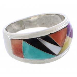 Multicolor Southwest Sterling Silver Ring Size 8-1/2 EX50954