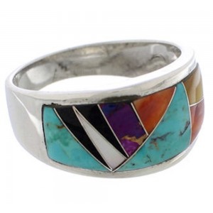 Sterling Silver Southwest Multicolor Ring Size 6-3/4 EX50972