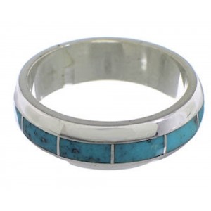 Turquoise Inlay And Sterling Silver Southwest Ring Size 4-3/4 TX40108