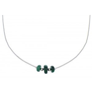 Liquid Silver And Malachite Bead Necklace FX34226