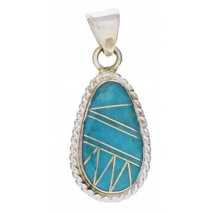 Southwest Sterling Silver Turquoise Inlay Pendant Jewelry PX29552