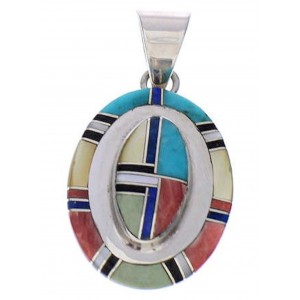 Southwestern Multicolor Inlay Silver Jewelry Pendant PX29575