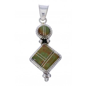 Genuine Sterling Silver Turquoise Inlay Slide Pendant TX28833
