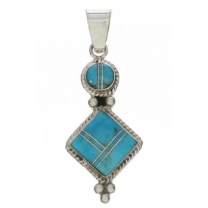 Southwest Sterling Silver Turquoise Inlay Slide Pendant TX28842