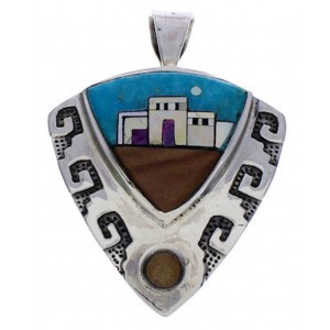 Native American Village Design Jewelry Multicolor Pendant EX29402