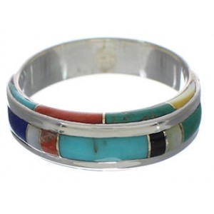 Genuine Sterling Silver Multicolor Ring Size 7-3/4 EX41673