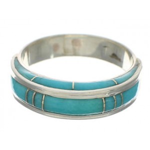 Turquoise Inlay And Silver Jewelry Ring Size 4-3/4 AX87778