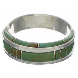 Sterling Silver Turquoise Inlay Ring Size 4-3/4 EX41894