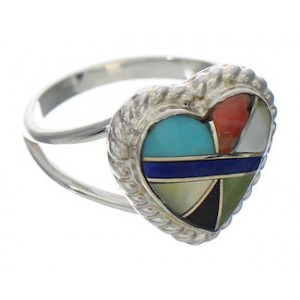 Multicolor Silver Southwest Heart Ring Size 6-1/2 EX41985