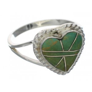 Silver Turquoise Southwestern Heart Ring Size 8-1/4 YX81391