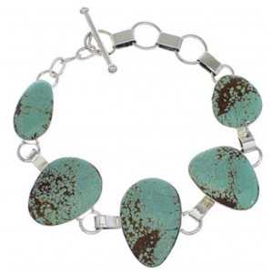 Turquoise Jewelry Southwestern Sterling Silver Link Bracelet EX23988