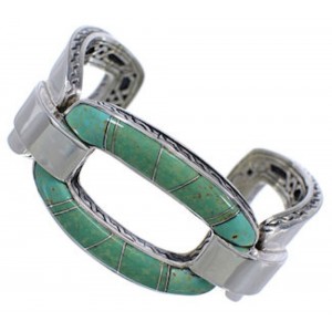 Southwest Sterling Silver Turquoise Inlay Cuff Bracelet FX27163