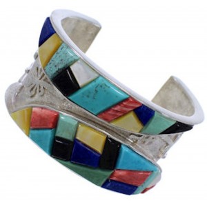 Multicolor Inlay Dragonfly Sterling Silver Cuff Bracelet FX27159