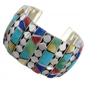 Multicolor Southwest Sterling Silver Cuff Bracelet FX27184