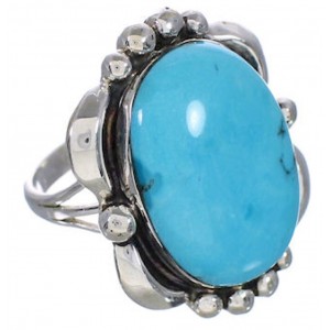 Authentic Sterling Silver Turquoise Jewelry Ring Size 6-3/4 UX33609