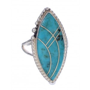Southwest Sterling Silver Turquoise Inlay Ring Size 4-3/4 UX33954