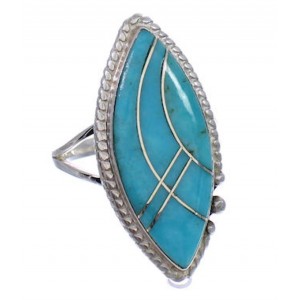 Sterling Silver Turquoise Inlay Ring Size 5-1/4 FX93589