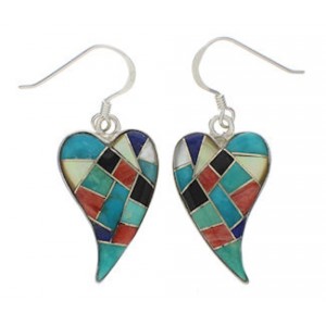 Multicolor Heart Sterling Silver Hook Dangle Earrings PX24298