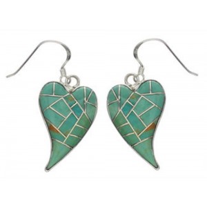 Heart Silver Turquoise Hook Dangle Earrings PX24302