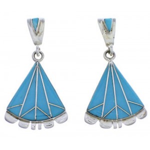 Turquoise Inlay Southwest Silver Earrings EX31796
