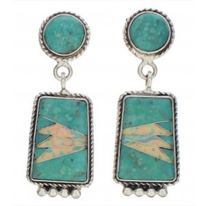 Southwest Turquoise And Opal Inlay Silver Earrings EX32470