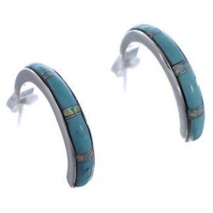 Opal Turquoise Inlay Post Hoop Earrings PX24889