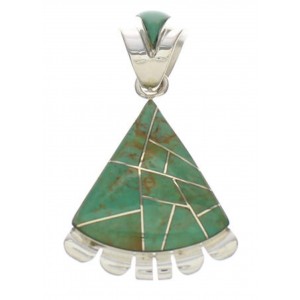 Sterling Silver And Turquoise Inlay Pendant EX32204