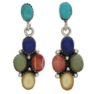 Sterling Silver Multicolor Dangle Post Earrings TX26179