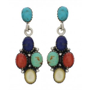 Sterling Silver Multicolor Dangle Post Earrings Jewelry TX26182