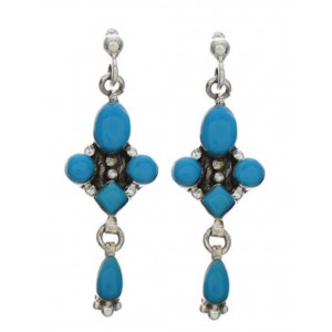 Southwestern Sterling Silver Turquoise Post Dangle Earrings TX26245
