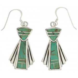 Southwestern Sterling Silver Turquoise Hook Dangle Earrings TX26438