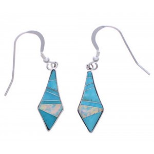 Opal Turquoise Inlay Sterling Silver Southwest Earrings FX31202