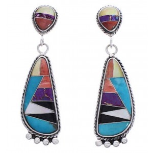 Multicolor Silver Southwest Post Dangle Earrings FX31215