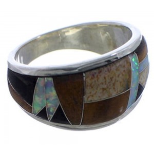 WhiteRock Multicolor Sterling Silver Ring Size 7-1/2 TX43891