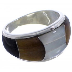 Desert Moon WhiteRock Silver Multicolor Inlay Ring Size 7-1/2 TX43914