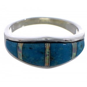 Turquoise And Opal Southwest Sterling Silver Ring Size 7-3/4 CX48421