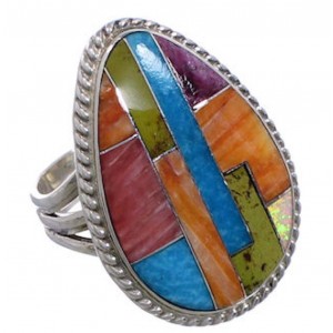 Multicolor Southwest Sterling Silver Ring Size 5-3/4 EX50750
