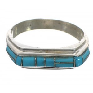 Southwestern Turquoise Sterling Silver Ring Size 6-1/2 CX52064