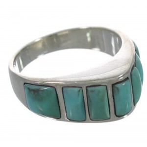 Sterling Silver Turquoise Inlay Ring Size 6-3/4 VX36515